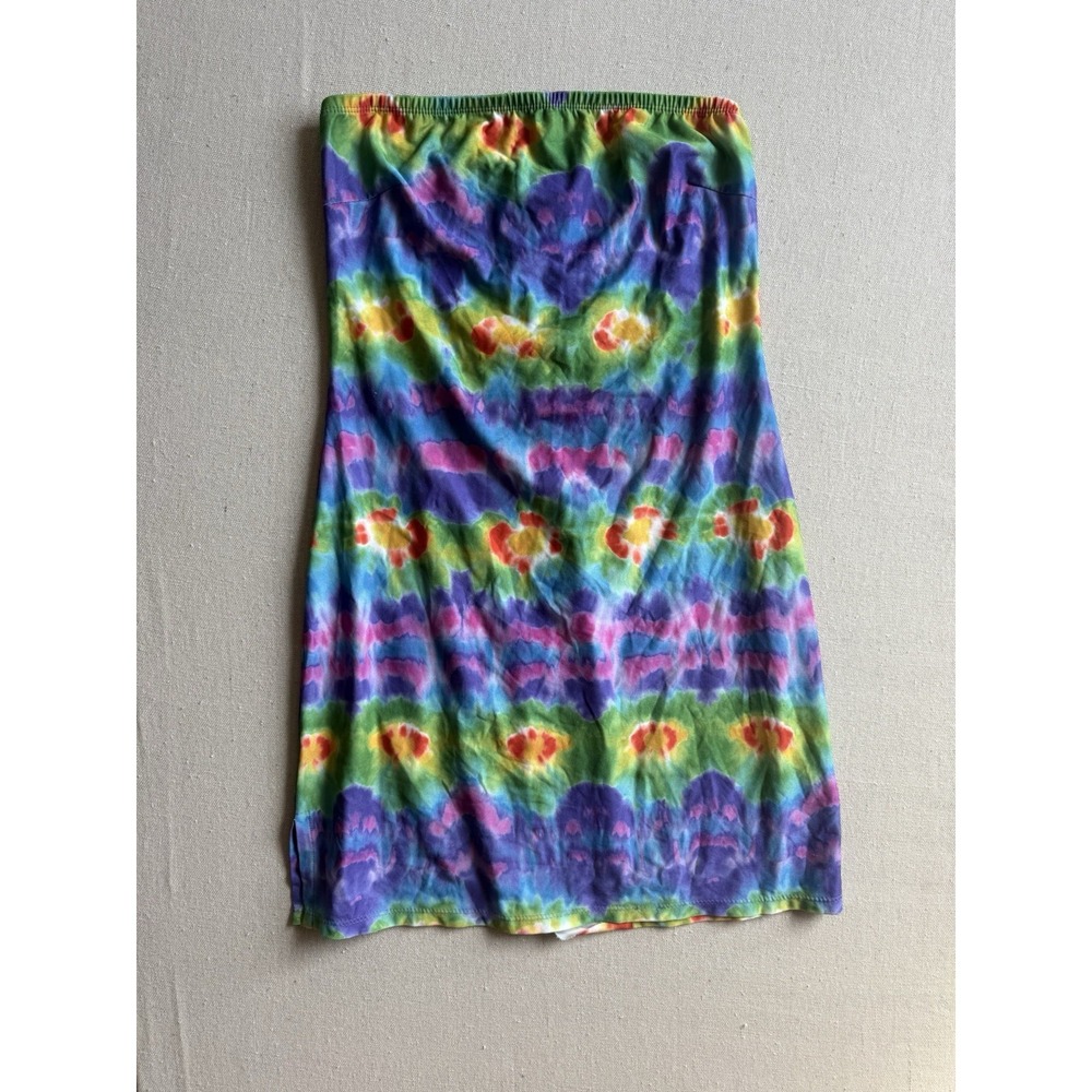 Y2K Strapless Body Con Dress Tie Dye  Hot Kiss Medium